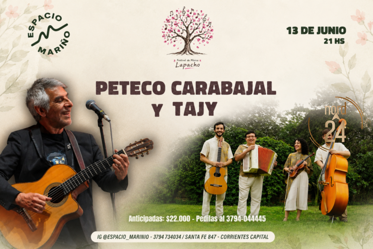 Tajy y Peteco Carabajal se unen en el Espacio Mariño para una noche de folklore y chamamé