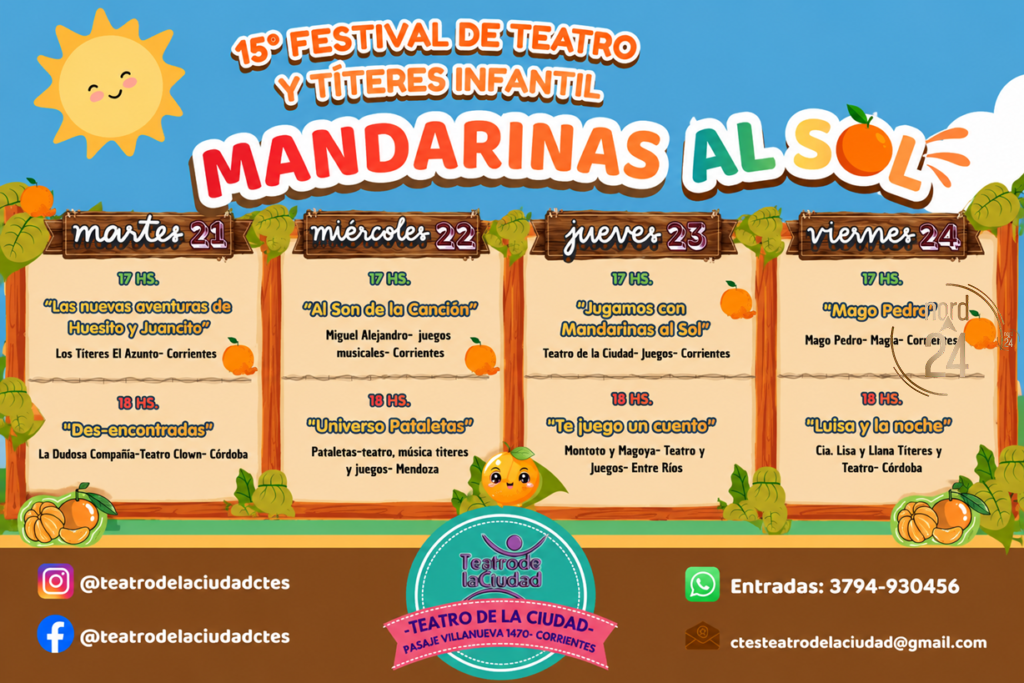 “Mandarinas al Sol” celebra 15 años con cuatro jornadas de teatro para las infancias