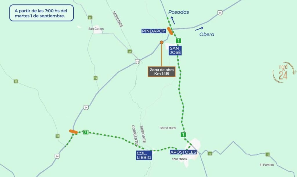 Ruta 14: Por 25 días habrá desvíos por una obra de emergencia
