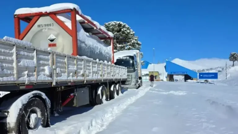 Más de tres mil camiones varados por la nevada en Mendoza y Neuquén