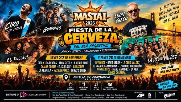 Rock, cumbia, reggae y canción: Mastai reunirá a grandes artistas en Corrientes