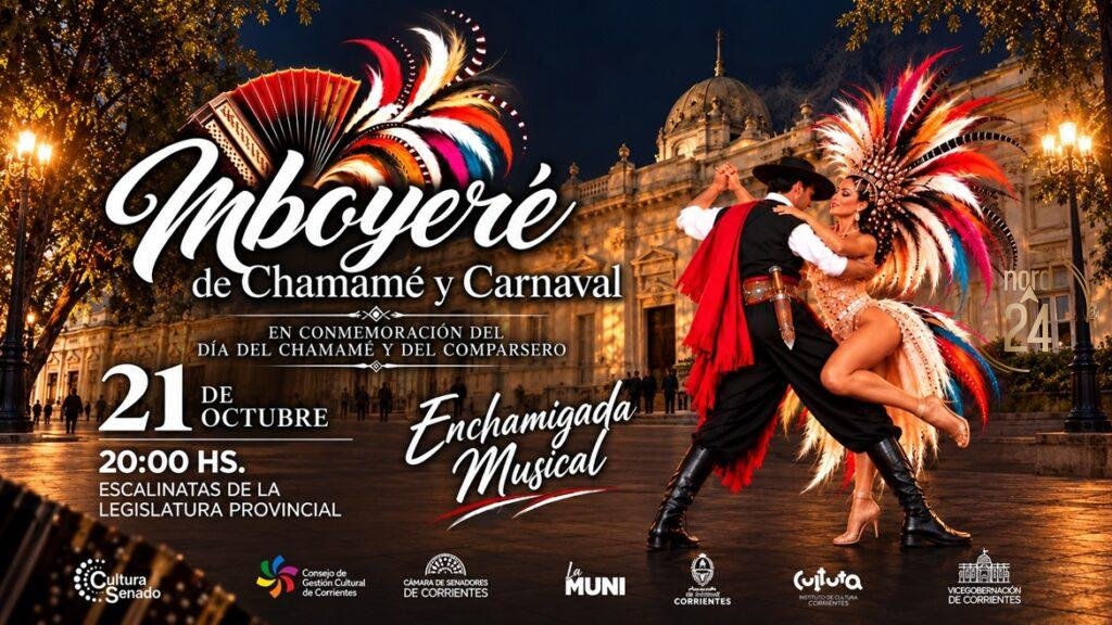 Chamamé y carnaval se unen en un gran Mboyeré. Renan Cabral y Caroline Xavier serán invitados especiales